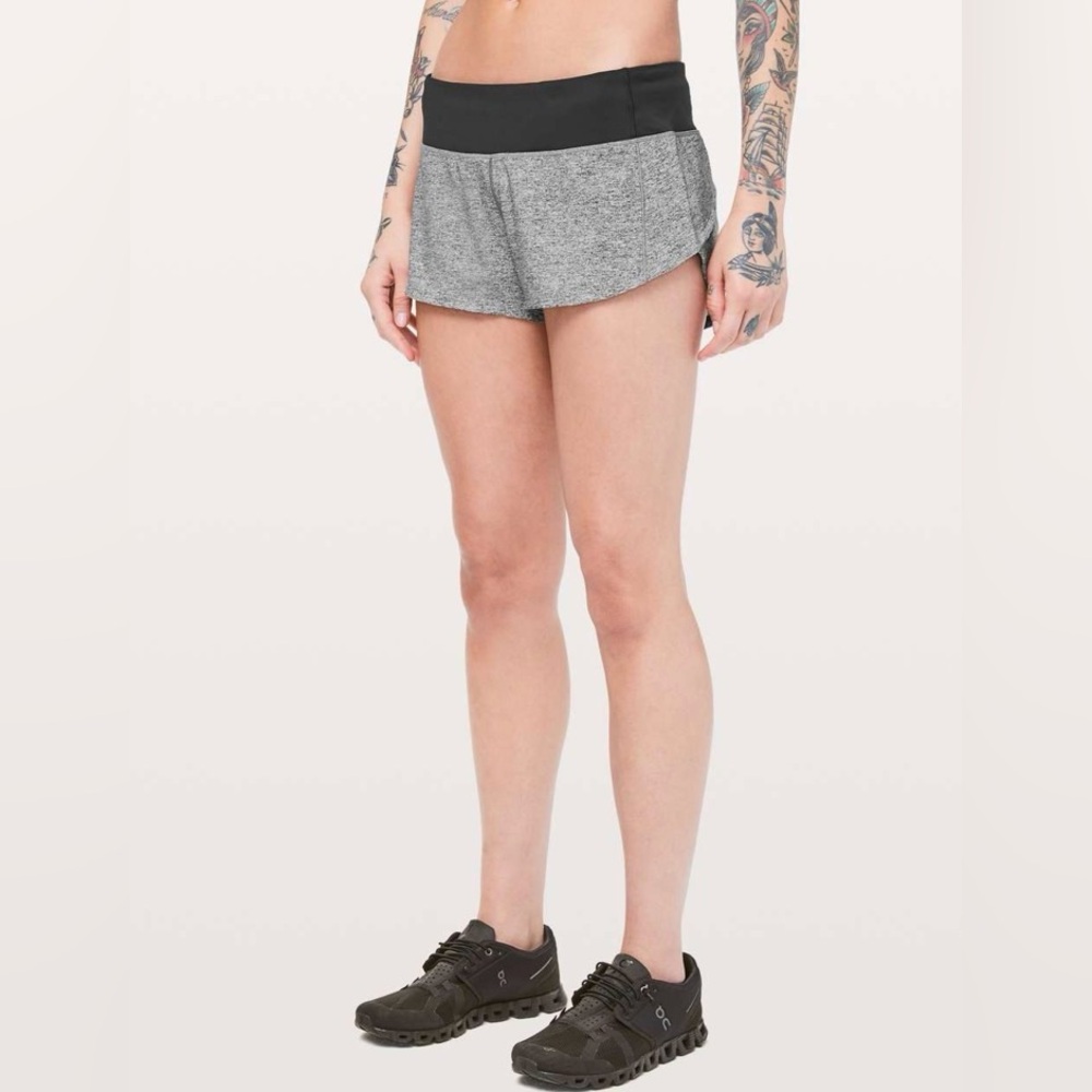 Lululemon Speed Up Shorts 2.5" Inseam Liner Size 10 Heather Grey Black Running